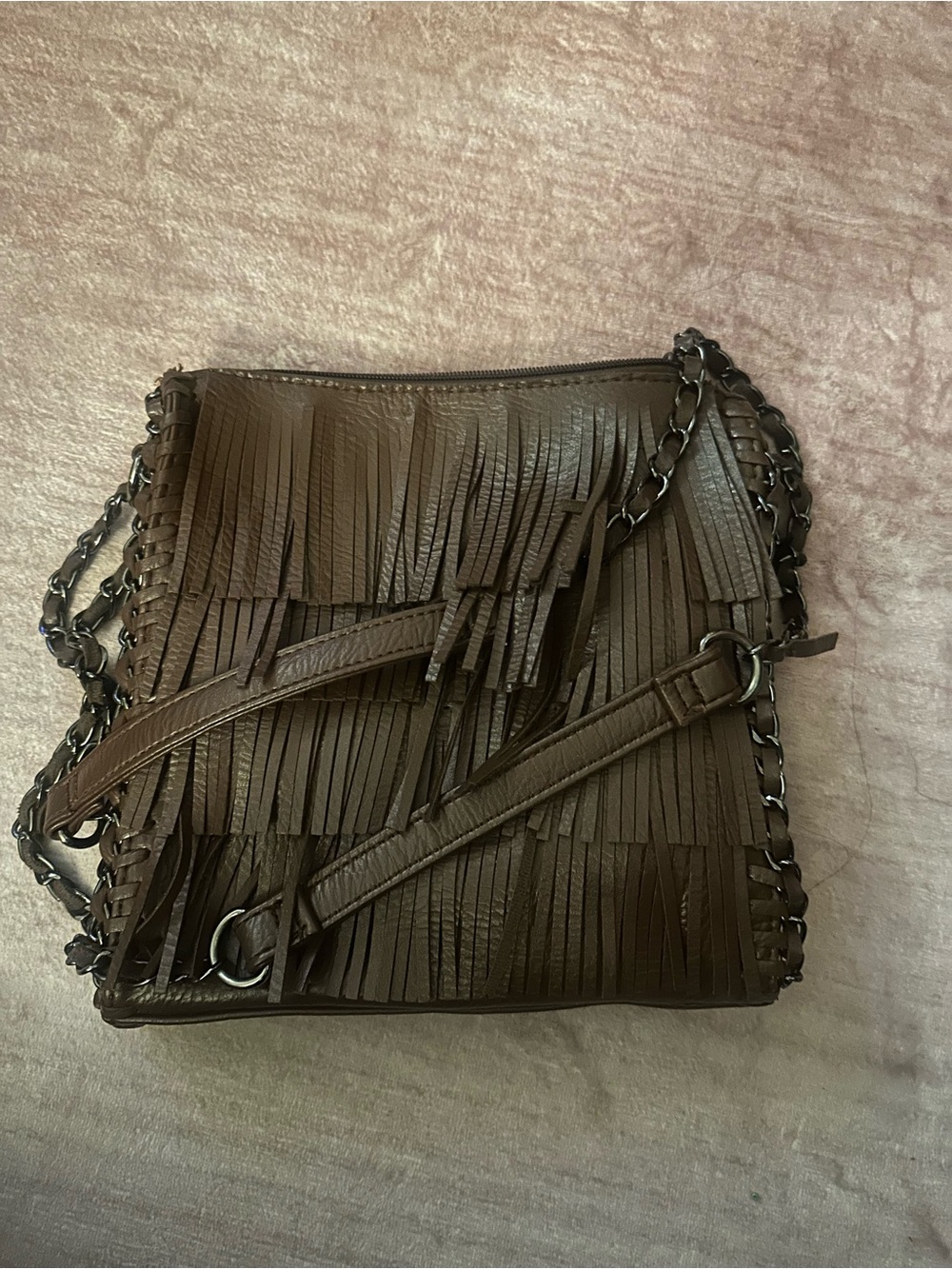 Fringed Crossbody Bag in Dark Brown - Stylish Women's Shoulder Bag